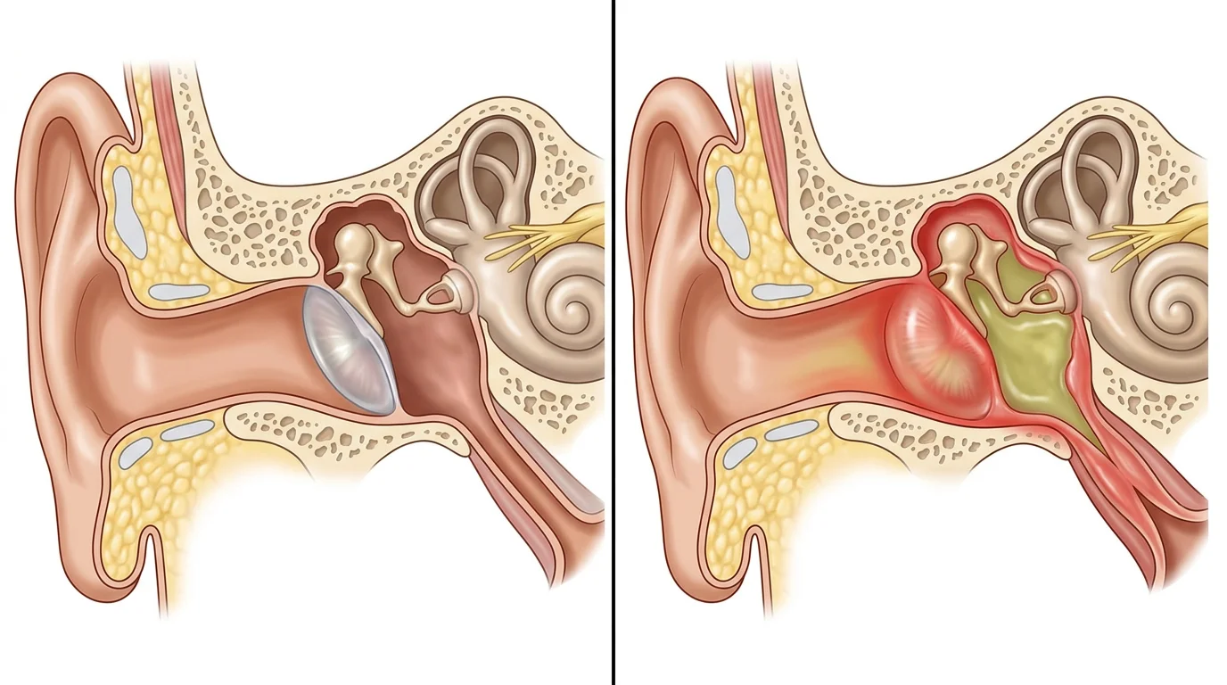 Healthy inner ear comparison with Otitis Media